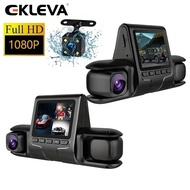 EKLEVA 4 Camera Lens Car DVR 3-Channel Dash Cam HD 1080P Dash Camera Dual Lens Dashcam Video Recorde