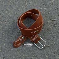 Y2k Unisex Brown Leather Belt for Men and Women with Spider Shape - Y2k Belt 105cm