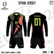 Setelan jersey kaos sepak bola timnas spanyol baju kiper piala eropa jerman 2024 lengan panjang