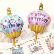 Balon foil ukuran mini cupcake kue ulang tahun ultah cake tart warna pink biru lilin candle candles 