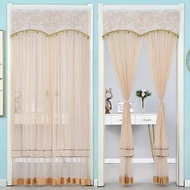 Summer Lace Door Curtain Perforation-Free Household Anti-Mosquito Gauze Curtain Bedroom Kitchen Long Door Curtain Partition Curtain Half Curtain Vel