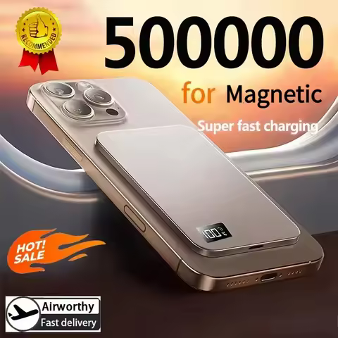 Ultra-thin 500000mAh Mobile PowerBank Magnetic Wireless Fast Charging Portable Electronic Display Fo