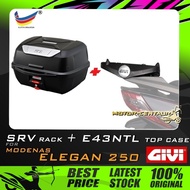 SET KOMBO KOTAK/BOX GIVI E43 E43NTL TOP CASE + MODENAS ELEGAN 250 (COMPATIBLE WITH ABS MODEL) SRV SP