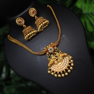 Matte Gold AD Indian Choker Set with Pearl | Indian Choker Set