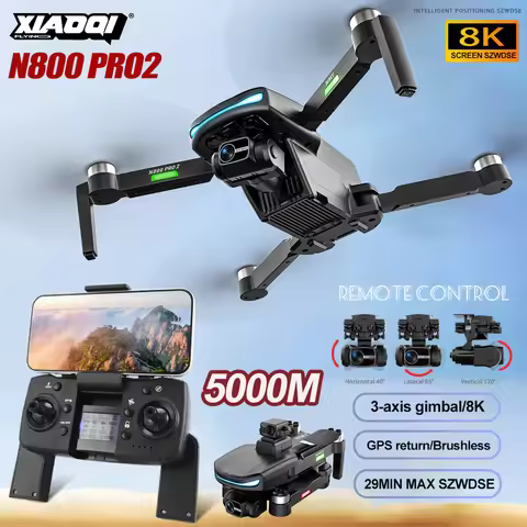 N800 PRO2 GPS Drone Professional 8K 3-Axis PTZ HD Dual Camera Obstacle Avoidance Brushless Motor 5G 