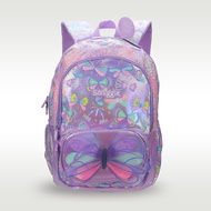 Australia smiggle original children's schoolbag girl backpack purple butterfly waterproof PU school supplies 16 inches 7-12 years old