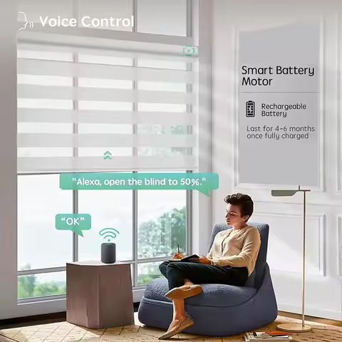 Custom Size Window Blinds Smart Zebra Roller Blinds Light Filtering Zebra Blinds Battery Powered Ele