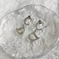 【日本直送 名牌中古包】Christian Dior 克裡斯汀‧迪奧 耳環 銀色 CD Logo 萊茵石 vintage biaucg