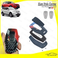 For Proton X50 X70 Smart Remote Key Fob Cover Protector ABS Carbon Fiber Pattern Speed Concepts Style PU Leather Keychain