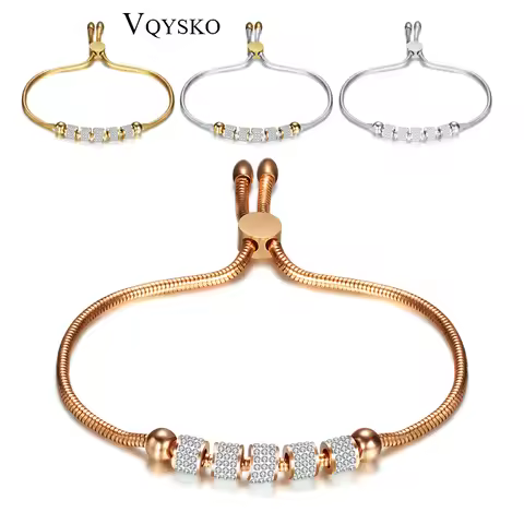 Party Jewelry Adjustable Snake Bracelet For Women Four Colors Stainless steel Brilliant CZ Bracelet 