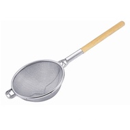 Double Mesh Strainer - Double Mesh Jumbo Oil Strainer with Wooden Handle