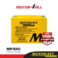 MOTOBATT Quadflex MB16AU Motorcycle Battery Premium Yuasa Replacement with AGM Technology Motor4all