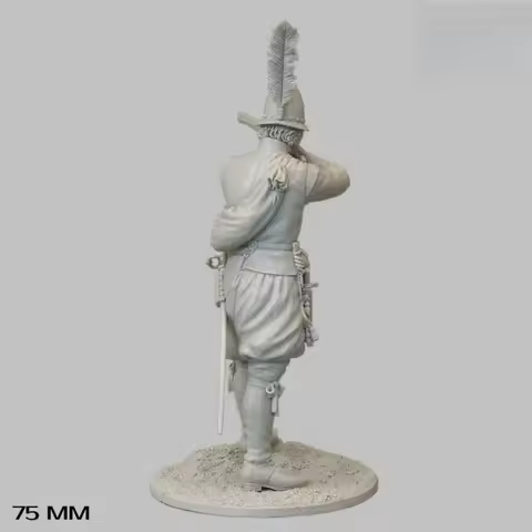 75MM resin unpainted model kit, military theme, 17th century European Marksman unassembled and unpai