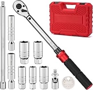 MIXPOWER 11-Piece 3/8 Inch Dr. Spark Plug Socket Set, 6 & 12-Point, with 5-60 Nm Click Torque Wrench