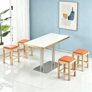 Sintered Stone Dining Table Set, Long Rectangle Table for Milk Tea Shop, Bar & Cafeteria