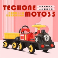 TECHONE MOTO35 仿真電動小火車兒童電動車四輪遙控汽車雙人小孩寶寶充電玩具車大人小火車可坐人-多色可選_廠商直送