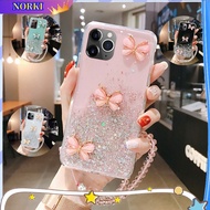 3D Butterfly Bling Glitter Lanyard Silicone Phone Back Case Cover for Realme 11 9 Pro Plus 9i 8i 7i 