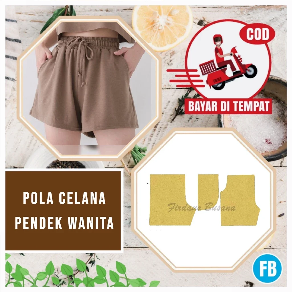 【COD】Pola Celana Pendek Wanita Dewasa | Pola Celana Wanita | Pola Instan | Pola Jiplak | Pola Jahita