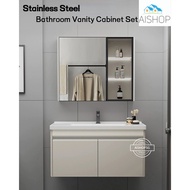 [SG Stock]Stainless steel  Bathroom Vanity Cabinet Set  Bathroom Cabinet Mirror Cabinet With Wash Basin