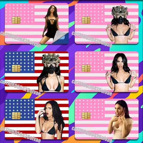 USA America Flag M-Megan Fox Sticker Case For Credit Bank Credit Metro Self-adhesive Card Cover Deco