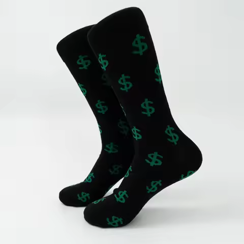 MYORED 1 Pair of fall and winter new dollar sign pattern male couple mid-tube socks