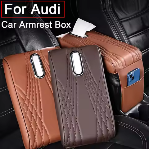 Car Armrest Box Pad With Tissue Box Storage Bag For Audi A1 A3 A4 A4L A5 A6 A6L A7 Q2 Q3 Q5 Q5L Q8 E