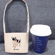 乳牛吉娃娃(杯套)--台灣棉麻布-文創柴犬-環保-飲料提袋-蒼蠅星球