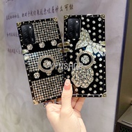 YYN Case For OPPO A16 A16k A57 A77 5G A77S A15 A15s Casing rose pattern Diamonds Ring Square Shockpr