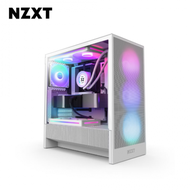 NZXT H5 Flow RGB 2024 白 玻璃透側機殼 (E-ATX/Type-C/內建風扇前3後1/內建360一體式風扇/網孔面板/隱藏式電源/顯卡410mm/塔散170mm)
