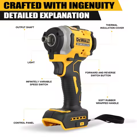 DEWALT DCF850 Cordless Brushless Impact Wrench 20V 203Nm Torque 0-2300RPM Forward Reverse Switch For