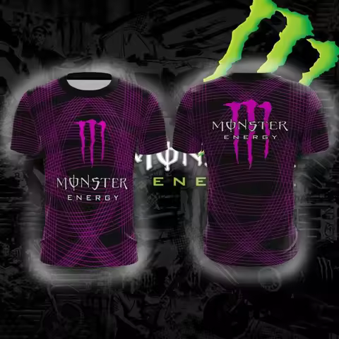 New 2026 fashionable men's T-shirt with 3D print of monster energy - quick-drying outdoor sports mot