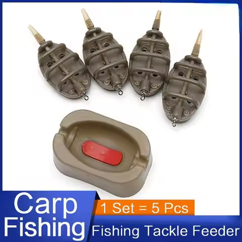 5pcs/Set Inline Method Feeder Mould Bait Thrower Bait Plumb Set Carp Fishing Bait Holder Tool