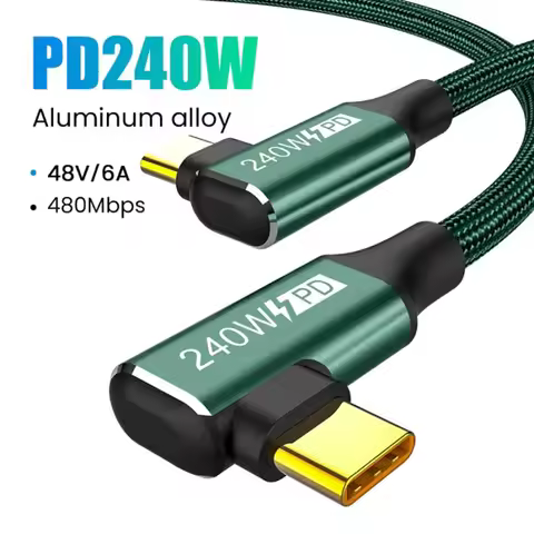 5A 240W Data Cable USB C to Type C Dual Elbow Head Fast Charging PD for Laptop Xiaomi Samsung Huawei