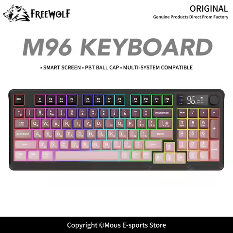 M96 FREEWOLF Multi-Device Gaming Keyboard 2000mAh BatteryErgonomic Colored Light Compatible for Wind
