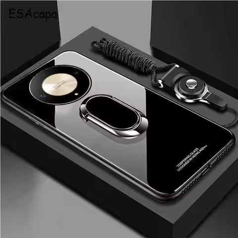 Tempered Glass Hard Back Cover For Honor X9b X9a X9 Magnetic Ring Holder Stand Shookproof Soft Frame