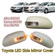 S040 Toyota Vios 2007 NCP93 Altis 2008-2012 Camry ACV40 Side Mirror Cover with LED - Pearl White Col
