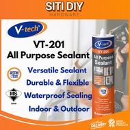 V-TECH VT-201 All Purpose Sealant Clear 270ml | Waterproof Durable Silicone Sealant