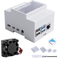 52Pi Raspberry Pi 4 Case with Fan, GeeekPi DIN Rail Case for Raspberry Pi 4, Modular Box for Electri