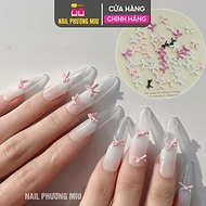 Set 50 Chiếc Charm Nơ Nhựa Nổi 3D SJY Mẫu Mới Làm Nail Siêu Xinh, Nơ Nút Thắt Ruy Băng Mix Màu Trắng