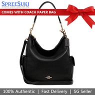 Coach Handbag With Gift Paper Bag Crossbody Bag Pennie Shoulder Bag Leather Black # 6152