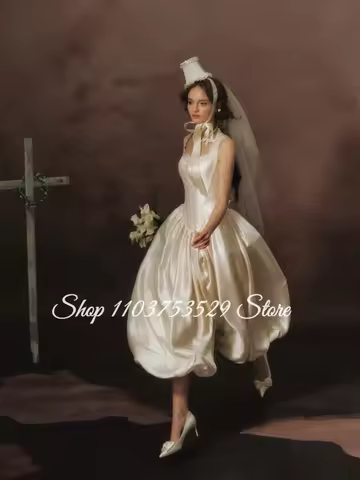 Ivory Silk Satin Victorian Ball Gown Customed Lace Corset Evening Gown Birthday Party Dress Wedding 