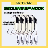 【MR.T】 HK045 Sequins Crank Lead Hook SP Mata Kail Softplastic Siakap Haruan Weedless Hook Soft Plastik Worm Hook