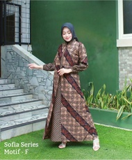 baju gamis batik wanita terbaru jumbo kombinasi polos kekinian - seno kawung m