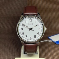 Casio MTP-V005L-7B4 White Analog Brown Leather Quartz Classic Dress Men's Watch