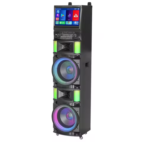 Professional Dual 12" Karaoke Machine with Subwoofer, Smart WiFi System & Lyrics Display Screen, Por