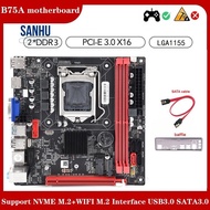 1Set B75A (B75) Motherboard+SATA Cable+Baffle LGA1155 2XDDR3 RAM Slot NVME M.2+WIFI M.2 Interface USB3.0 SATA3.0 Motherboard