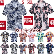 kemeja lelaki baju batik bunga flora pokok daun men shirt S-5XL tt55er