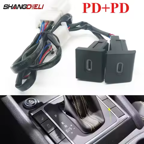 12V/24V Car Dual Charger Adapter Socket Dual Type C PD Charging Outlet Fit for Amarok 11-22 Car Acce