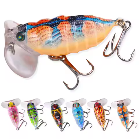 4cm 4g Artificial Ladybug Fishing Bait Cicada Beetle Insect Wobblers Fishing Lures Topwater For Bass