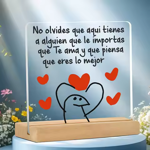 [2D Flat] Spanish Encouragement Acrylic Desk Sign | Here Is Someone Who Cares, Loves & Thinks You're